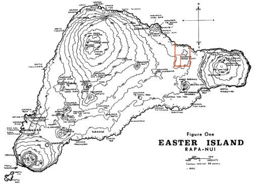 Molloy's survey map (© 1968) with 1999 survey area in red